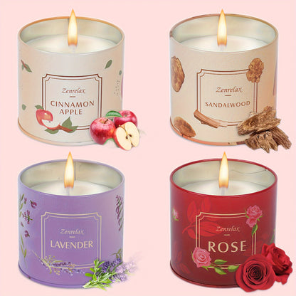 Scented Candle Set for Women 30oz – Rose Sandalwood Cinnamon Apple Lavender Soy Wax Candles in Metal Jar, Aromatherapy Home Decor Gift for Birthday Christmas Valentine’s Day Mother’s Day, Long Burn Time