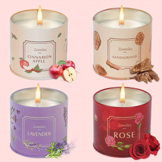 Scented Candle Set for Women 30oz – Rose Sandalwood Cinnamon Apple Lavender Soy Wax Candles in Metal Jar, Aromatherapy Home Decor Gift for Birthday Christmas Valentine’s Day Mother’s Day, Long Burn Time