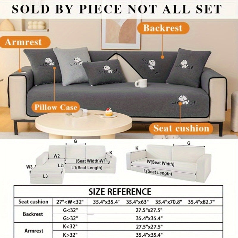 Sherpa Sofa Cover for Pets – Thick Plush Non-Slip Couch Protector Slipcover for Dogs & Cats, Furniture Protection Cover for Sofa Seat, Backrest, Armrest & Cushion, Bedroom Living Room Office