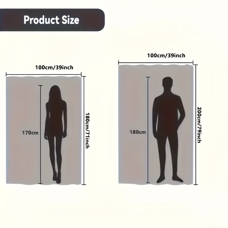 Waterproof Foldable Door Curtain No Rod Required - Privacy Partition Curtain with Hook Attachment for Bathroom Bedroom Living Room All Season Indoor Use, Easy Install Space Divider