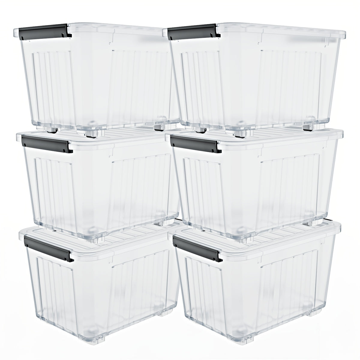 Storage Bins with Lids and Wheels Stackable 72Qt 97Qt Heavy Duty 220LB Capacity 4 6 Pack Plastic Storage Boxes for Home Garage Basement Clear Blue Black