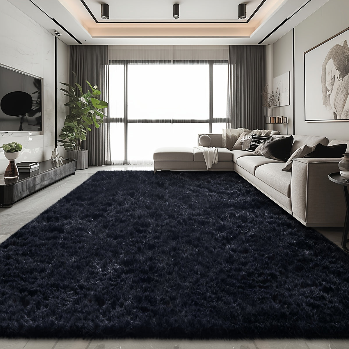 Shaggy Area Rug for Living Room – Ultra-Soft Fluffy Bedroom Carpet, Thick Plush Floor Mat for Home Decor, 5x7 6x9 8x10 9x12 Ft, Tie-Dye & Solid Colors
