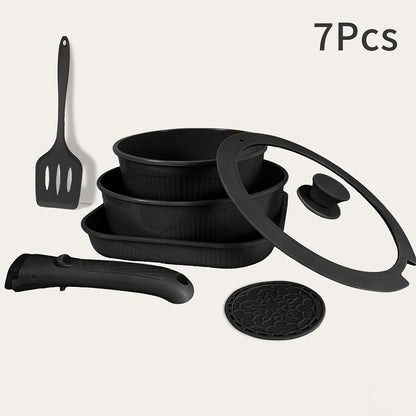Non-Stick Cookware Set with Removable Handles, 5 7 24 Piece Induction Ready Pots and Pans Set, Stackable Space Saving Kitchen Set with Skillet Frying Pan Soup Pot Steak Pan, Easy to Clean, Multiple Colors