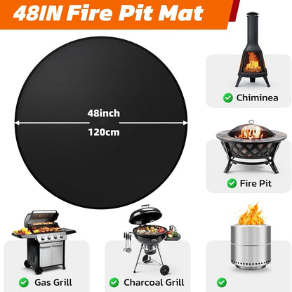 BBQ Grill Mat Double-Sided Fireproof Waterproof – Fiberglass Silicone Under Grill Protector for Deck Patio Lawn, Heat Resistant, Easy Clean, 7 Sizes for Outdoor Grills Fire Pits & Smokers