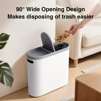 Small Bathroom Trash Can Plastic Wastebasket with Built-In Handles – Compact Rustproof Space-Saving Bin for Bathroom Laundry Office 1 or 2 Pack