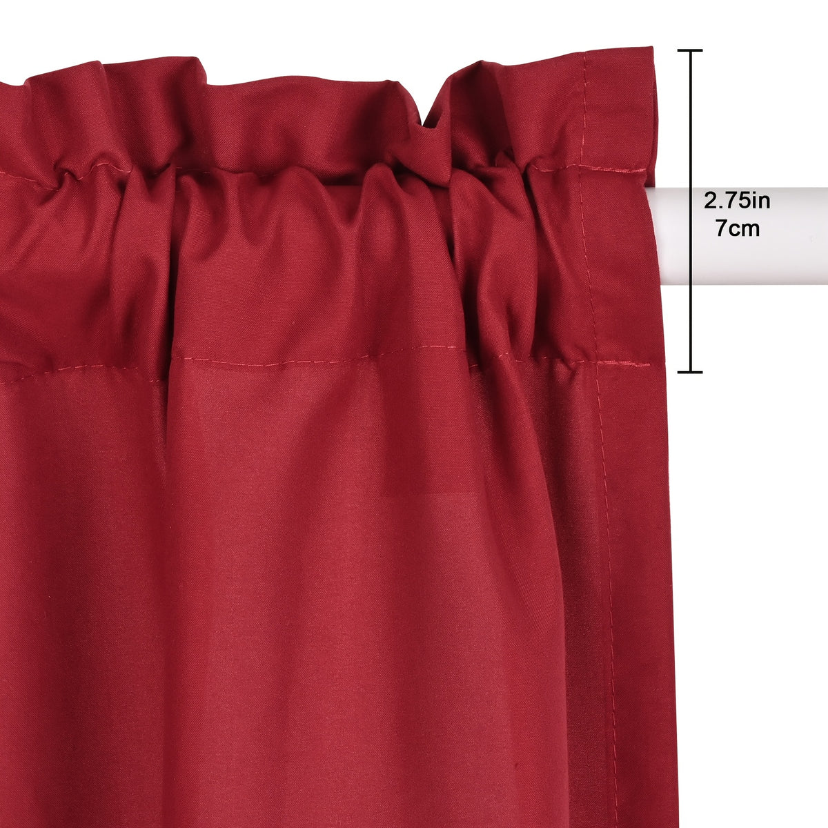 Rod Pocket Curtains 4 Panels Light Filtering – Fade Resistant Polyester Window Drapes for Living Room Bedroom Home Office, Navy Blue Beige Red, 37"-54" Wide