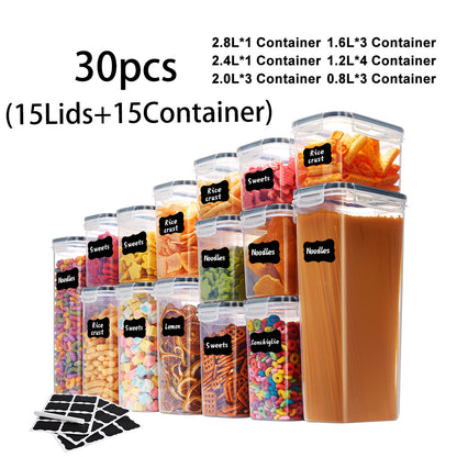 Airtight Kitchen Canisters Set with Lids – 24 30 48 60 Piece Pantry Storage Containers for Food Grain Cereal & Dry Goods, Pest-Proof Flip-Top Jars for Kitchen Organization, BPA-Free