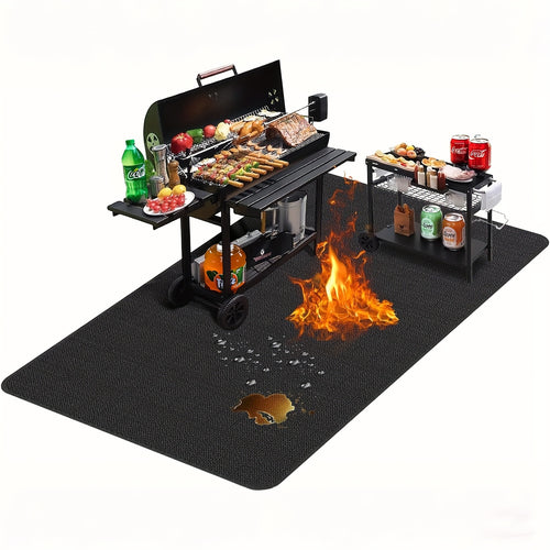 BBQ Grill Mat Double-Sided Fireproof Waterproof – Fiberglass Silicone Under Grill Protector for Deck Patio Lawn, Heat Resistant, Easy Clean, 7 Sizes for Outdoor Grills Fire Pits & Smokers