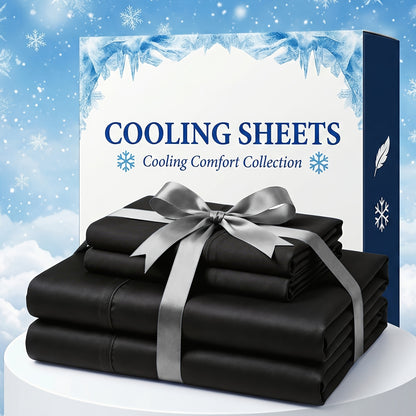 Bamboo Fiber Bed Sheet Set – Extra Deep Pocket Cooling Breathable Luxury Hotel Sheets Soft Wrinkle-Resistant Fitted Sheet Flat Sheet & Pillowcases Twin Full Queen King in 12 Colors