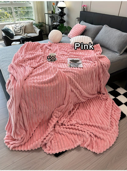 Faux Rabbit Fur Fleece Blanket Ultra-Soft 3D Double-Sided Throw – All-Season Plush Blanket for Bed, Couch & Travel, Multi-Color in 4 Sizes: White, Pink, Gray, Khaki, Purple & More