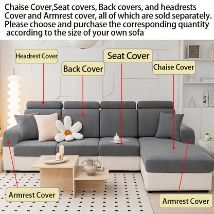 Stretch Jacquard Sofa Cover Non-Slip Elastic Furniture Protector for 1 2 3 4 Seater & L-Shaped Sectional Sofa – Wear-Resistant Polyester Slipcover, Machine Washable, Living Room Bedroom, 5 Colors