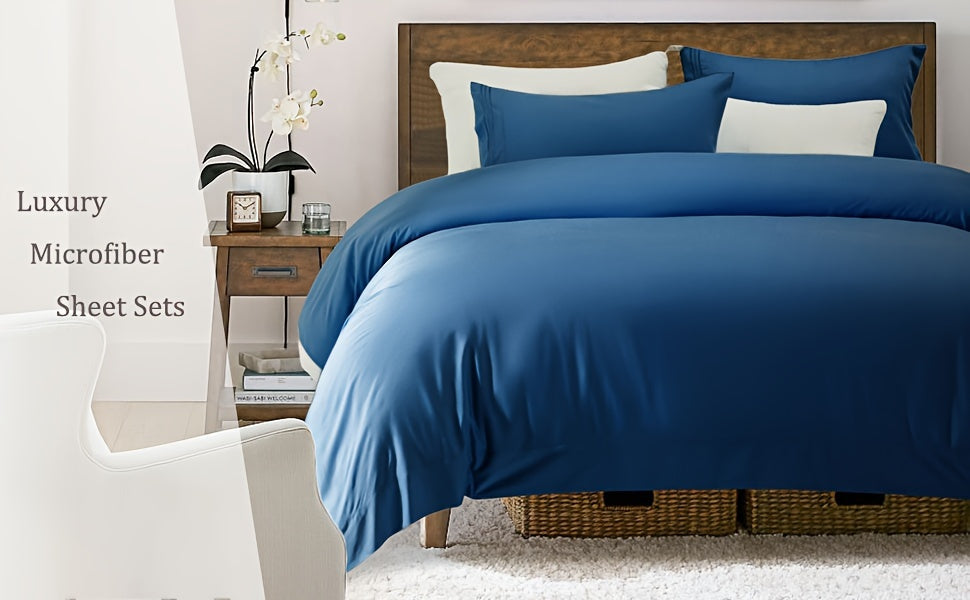 Microfiber Bed Sheet Set 4 Piece – 1800 Thread Count Deep Pocket Sheets for 18-24 Inch Mattress, Wrinkle-Free Soft Bedding Set, Twin XL Full Queen King, 12 Colors, Hotel Quality Bedroom Sheets