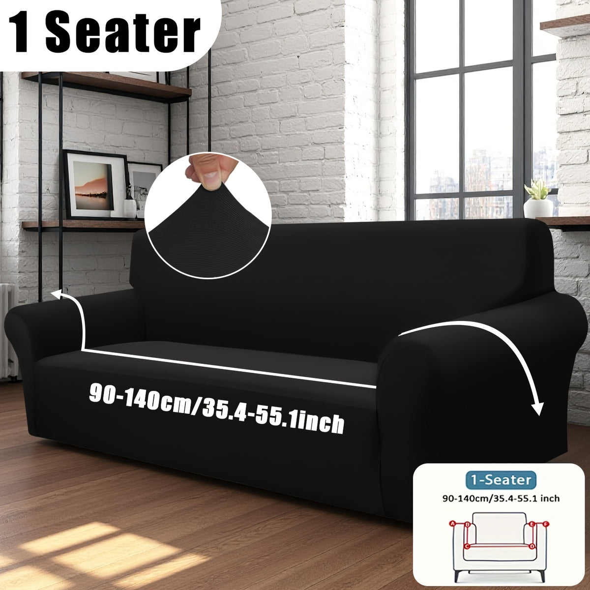 Stretch Sofa Cover with Elastic Band – Milk Fiber Slipcover, Machine Washable, Fits 1 to 4-Seater Sofas & Armchairs, Red Gray Blue Black Coffee