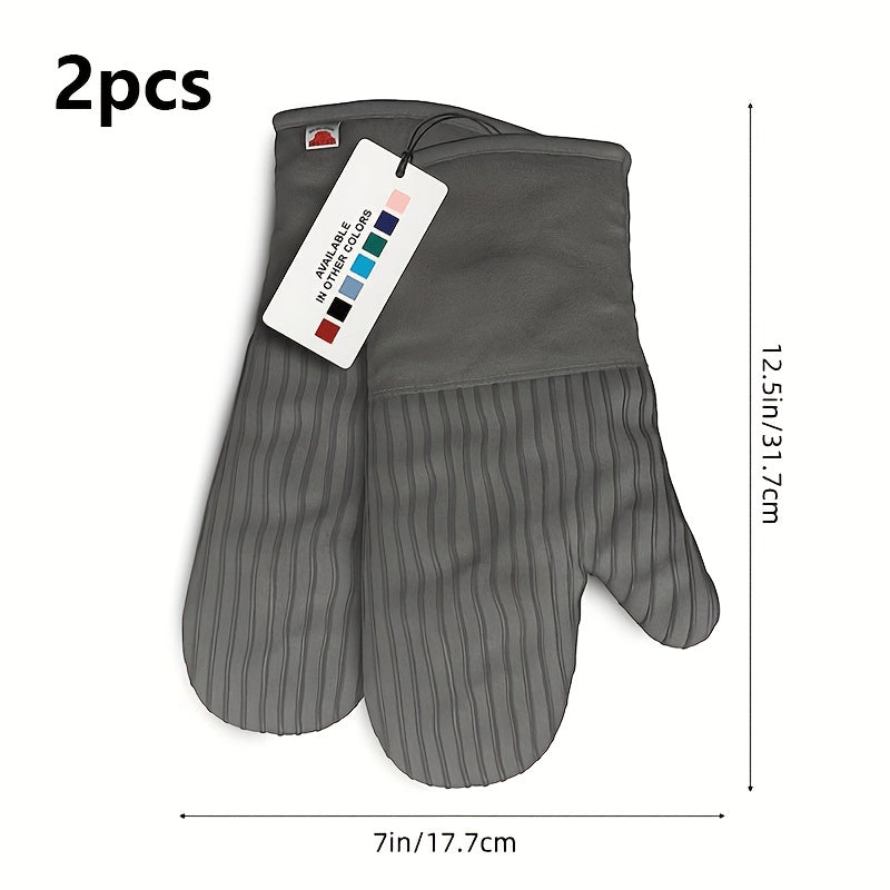Oven Mitts and Pot Holders Set 6 Piece Heat Resistant Kitchen Gloves with Non-Slip Surface for Cooking Baking BBQ Grilling Multiple Colors Gray Black Green Blue Red Pink