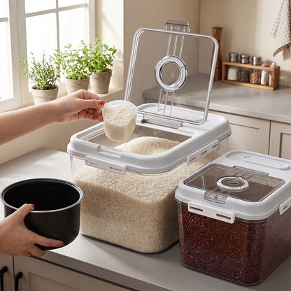 Bread Box Airtight Food Storage Container with Lid – Large Bread Keeper for Kitchen Counter, Time Recording, PET Square Flip Top, Pantry Organization for Homemade Bread, Rice & Dry Food