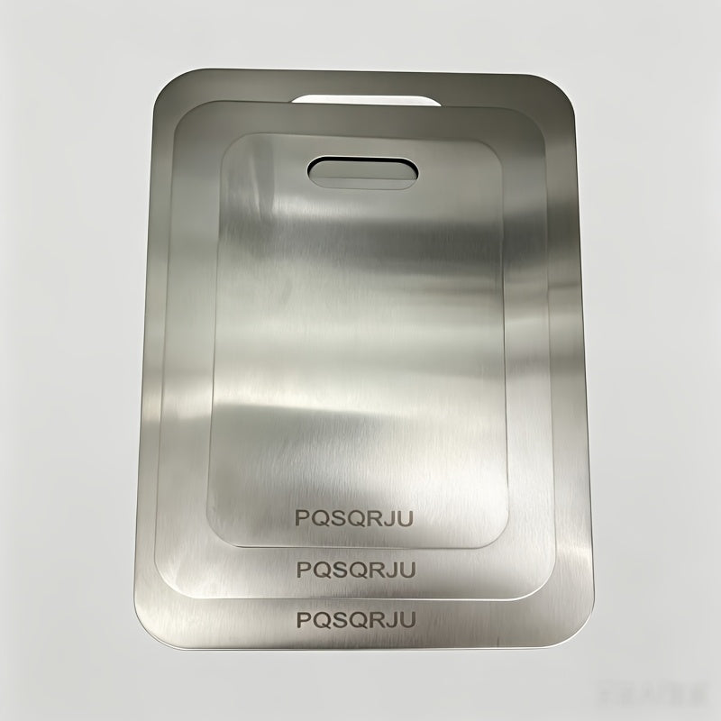 Titanium Cutting Board Set of 3 - Heavy-Duty Rust-Resistant BPA-Free Kitchen Prep Boards with Hook Handles & Rounded Edges, Space-Saving Design for Meat, Vegetables & Fruits, Home & BBQ