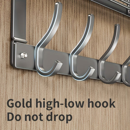 Over the Door Hook Rack - Metal Wall Mounted Coat Hooks for Bedroom Bathroom Kitchen, Space-Saving Door Hanger Organizer with 4 5 6 8 Hooks, Easy Install, Black & Gray Available