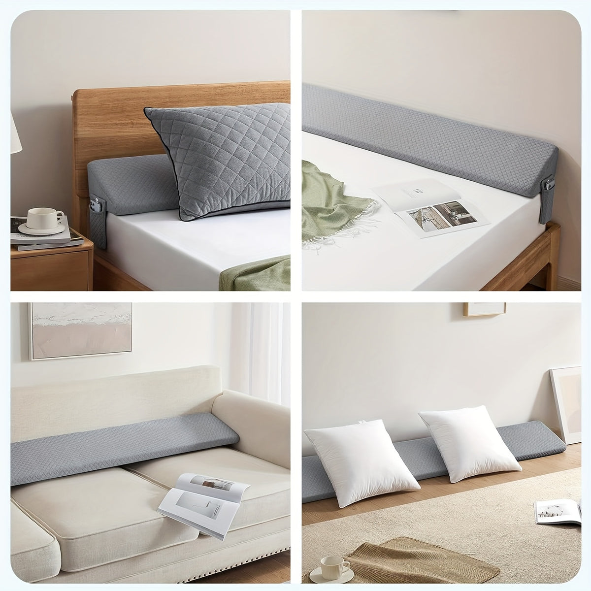 Bed Wedge Pillow Bed Gap Filler – Mattress Wedge Headboard Pillow to Close Gap Between Headboard & Wall, Backrest Support Pillow for Sleeping & Reading in Bed