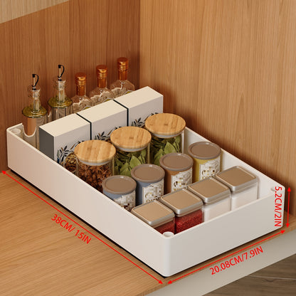 Slide-Out Cabinet Organizer 2 Pack, No-Drill Pull Out Shelf for Kitchen Pantry Bathroom, Retractable Under Sink Storage Rack, Removable Sliding Bin Drawer Organizer for Cabinets