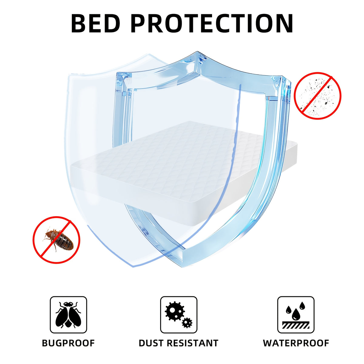 Waterproof Mattress Protector 2-Pack Non-Slip Deep Pocket Mattress Cover Bed Bug Proof Breathable Quilted Bedspread Twin Full Queen King Bedroom Guest Room