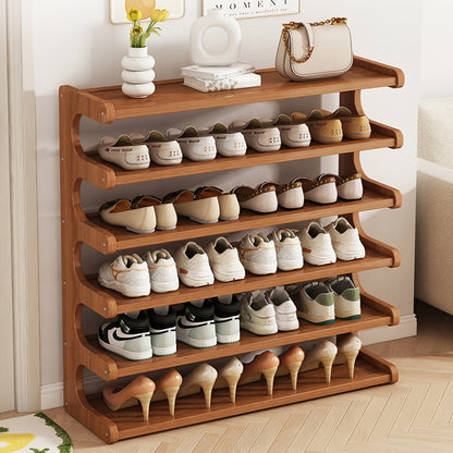 Widened Reinforced Bamboo Shoe Rack 3/5/6 Tier – Multi-Layer Shoe Organizer with Independent Sorting, Space-Saving Design for Entryway, Living Room, Bedroom & Garage