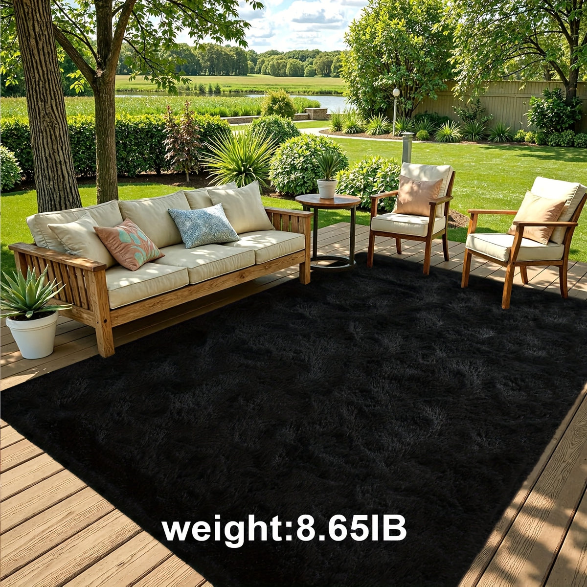 Fluffy Area Rug Non-Slip Soft Plush Carpet for Living Room Bedroom Kitchen Bathroom – Modern Home Decor Floor Mat Easy to Clean – Multiple Sizes & Colors Coffee Gray Black