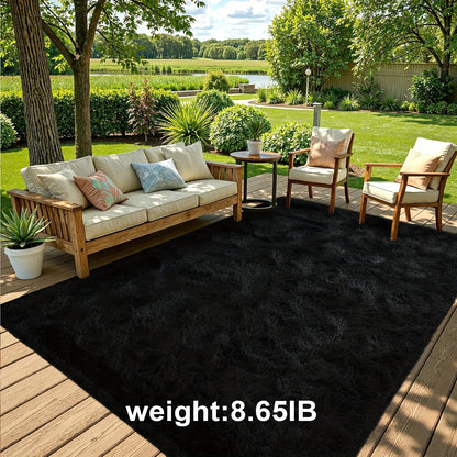 Fluffy Area Rug Non-Slip Soft Plush Carpet for Living Room Bedroom Kitchen Bathroom – Modern Home Decor Floor Mat Easy to Clean – Multiple Sizes & Colors Coffee Gray Black