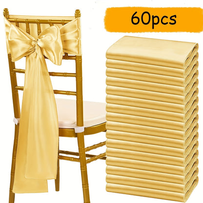 Satin Chair Sashes 60pcs 7x108 Inch Wedding Bow Decorations for Wedding Banquet Party Christmas Thanksgiving Graduation Outdoor Events - 18 Colors
