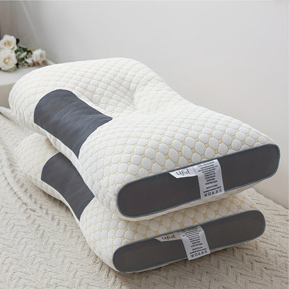 Ergonomic Cervical Neck Pillow 2-Pack Orthopedic Support Pillow for Sleeping - Adjustable Soft Massage Contour Pillow Machine Washable Removable Cover for Neck & Spinal Alignment - Gray White Yellow Purple Blue
