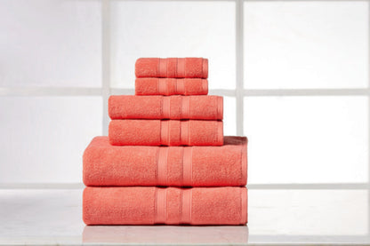 Egyptian Cotton Towel Set 6 Piece – 650 GSM Luxury Bath Towels with Zero Twist Loops, Ultra Soft & Highly Absorbent, Includes 2 Bath Towels, 2 Hand Towels & 2 Washcloths for Bathroom Spa Experience