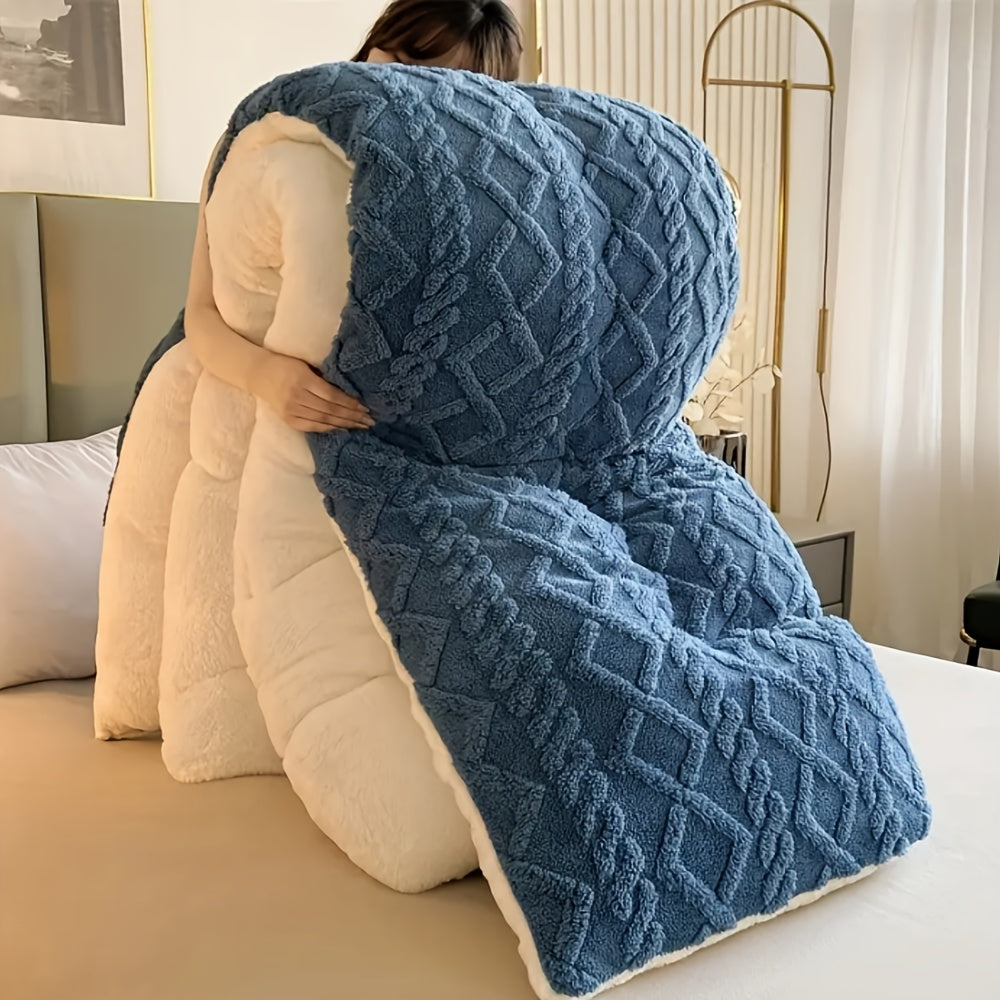Taffeta Comforter Soft Thick Warm All Season – Luxurious Machine Washable Quilt for Bedroom, Guest Room & Kids Room, Twin Full Queen King, Elegant Gray & Sapphire Blue