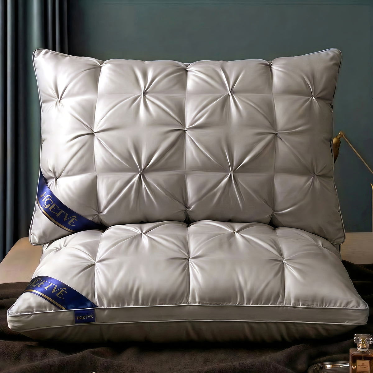 Bed Pillows 2 Pack Hotel Quality Queen King Size, Fluffy Neck Support Sleeping Pillow Set, Cooling Breathable Polyester Fill, Low-Allergen Soft Pillow for Side Back Stomach Sleepers, 6 Colors
