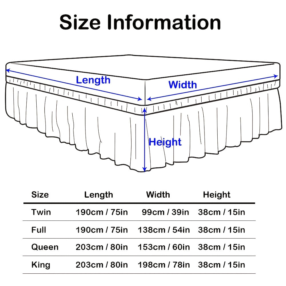 Bed Skirt Wrap Around Elastic – 15 Inch Drop Microfiber Dust Ruffle No Lift Needed Adjustable Hotel Quality Fade Resistant Machine Washable Twin Full Queen King 30 Colors