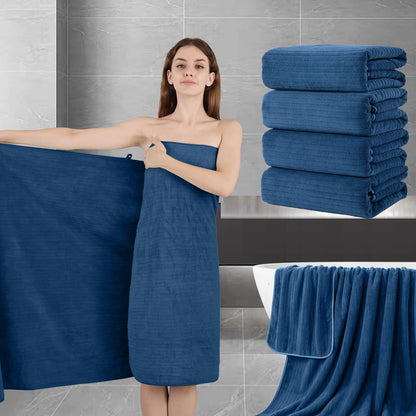 Bath Towel Set 4 Pack Extra Large 35x70 Inch - Premium Microfiber Oversized Bath Sheet, Ultra Soft Fluffy Highly Absorbent Quick Dry Shower Towels for Bathroom Hotel Spa - 5 Colors