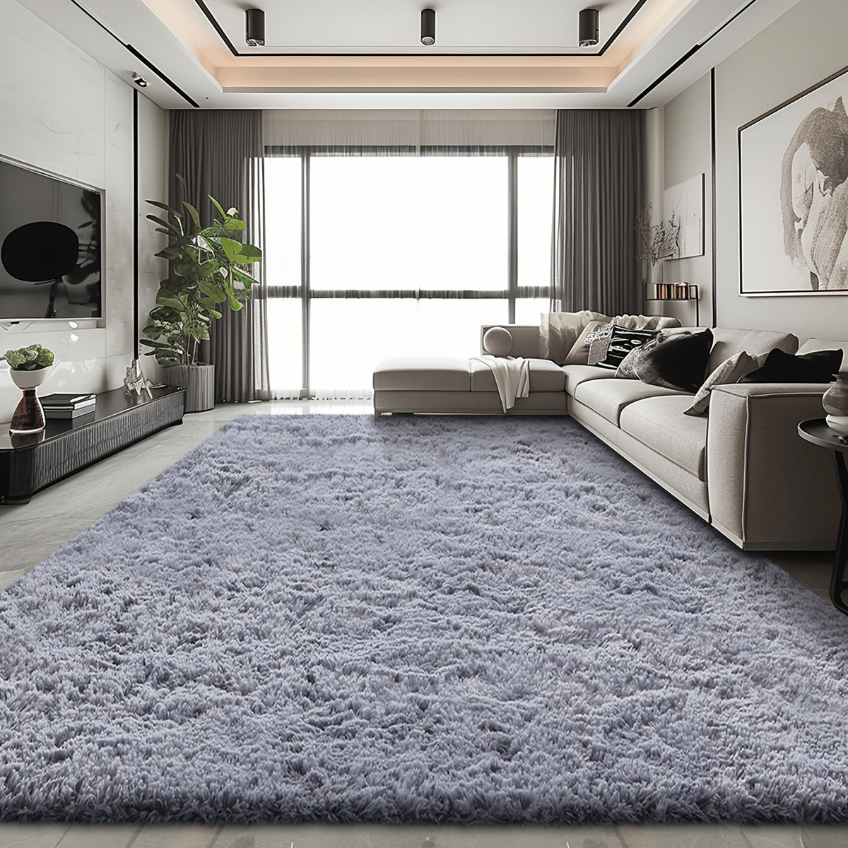 Shaggy Area Rug for Living Room – Ultra-Soft Fluffy Bedroom Carpet, Thick Plush Floor Mat for Home Decor, 5x7 6x9 8x10 9x12 Ft, Tie-Dye & Solid Colors