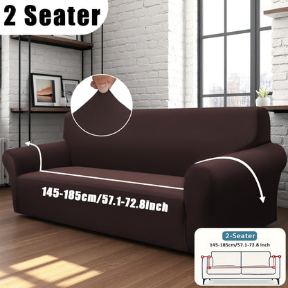 Stretch Sofa Cover with Elastic Band – Milk Fiber Slipcover, Machine Washable, Fits 1 to 4-Seater Sofas & Armchairs, Red Gray Blue Black Coffee