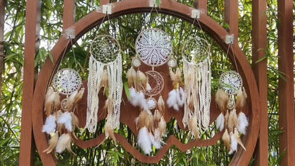 Dream Catcher 5 Pack Large Handmade Boho Wall Decor with Moon & Sun Design – Camel Feather Wall Hanging for Bedroom, Nursery & Living Room – Perfect Christmas & Thanksgiving Gift
