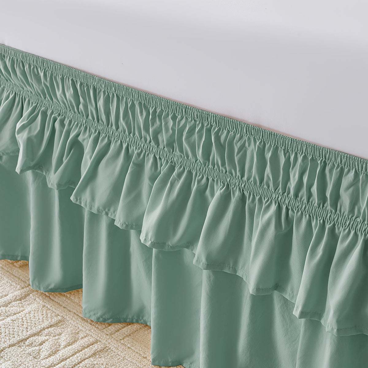 Ruffle Bed Skirt 16 Inch Drop Elastic Wrap Around – Twin Full Queen King/CK, 10 Colors, Easy No-Lift Install, Machine Washable Dust Ruffle