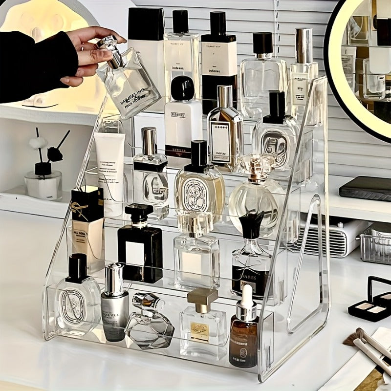 Clear Acrylic Perfume Organizer 5 Tier Transparent – Countertop Vanity Display Shelf for Perfume Bottles Skincare Makeup Cosmetics Lightweight Sturdy Tool-Free Assembly Bathroom Dresser