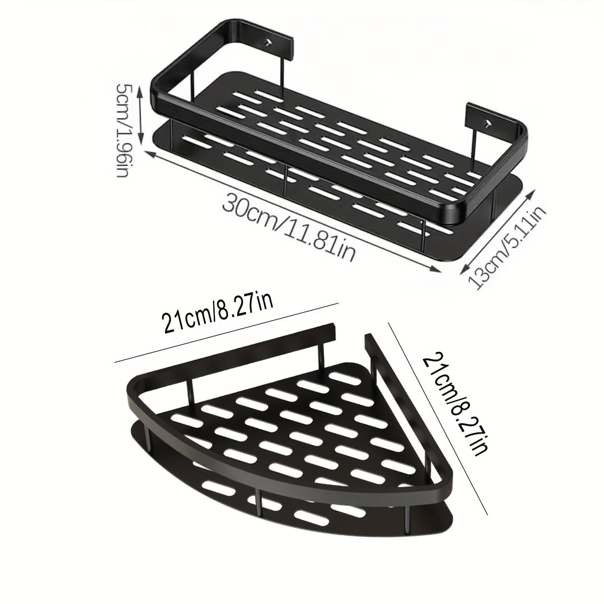 Shower Caddy Hanging 2 Pack – Portable Corner Shower Shelf for Inside Shower, Bathroom Organizer & Storage, No Drilling Required | Rectangle & Triangle