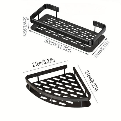 Shower Caddy Hanging 2 Pack – Portable Corner Shower Shelf for Inside Shower, Bathroom Organizer & Storage, No Drilling Required | Rectangle & Triangle