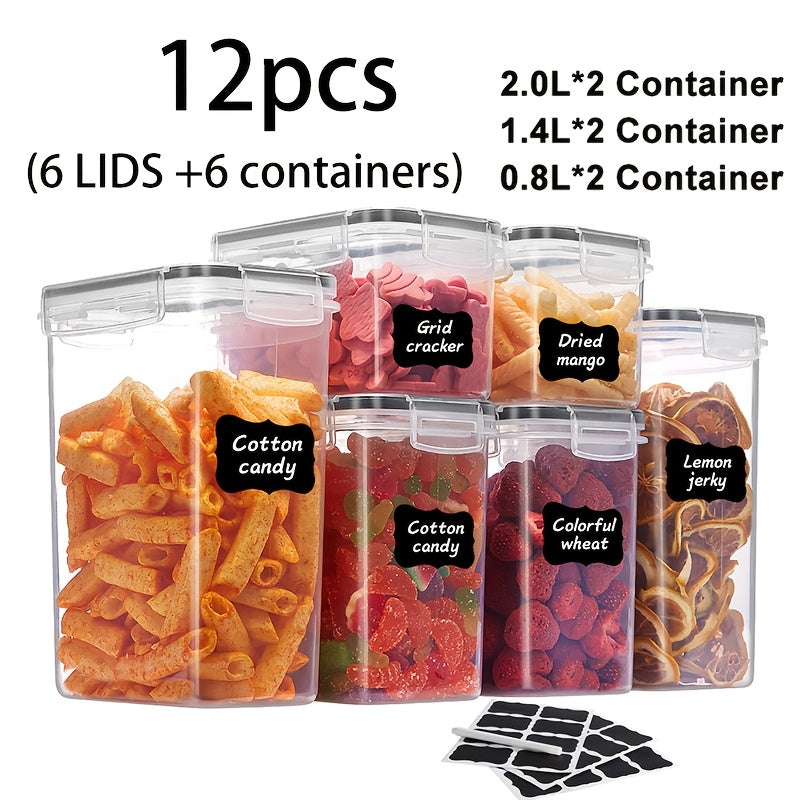 Airtight Food Storage Containers Set with Flip-Top Lids, Labels & Marker – BPA-Free Plastic Kitchen Pantry Organizer for Meal Prep, Travel & Outdoor Picnics (6 to 42 Jars + Lids)
