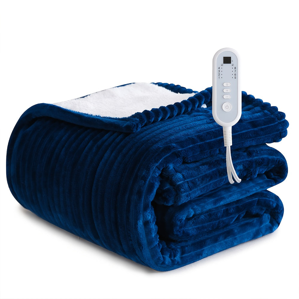 Heated Blanket Electric Flannel with 8 Heat Settings & 10-Hour Auto Off Timer, PTC NTC Dual Overheat Protection, Machine Washable Electric Blanket Throw Twin Full Queen King for Bed Couch Sofa