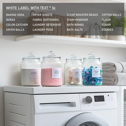 Glass Jars with Airtight Lids Labels and Spoons, Half Gallon Wide Mouth Storage Canisters for Laundry Detergent Pods Scent Booster Beads Sugar Bath Salts, 1 2 3 4 Pack Options