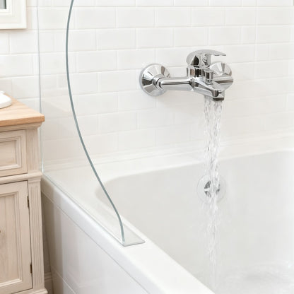 Curved Acrylic Splash Guards for Bathtub & Sink - 2pcs Transparent Waterproof Bathroom Splash Protectors, Tool-Free Adhesive, No Drilling Required, Heavy-Duty Durable Design