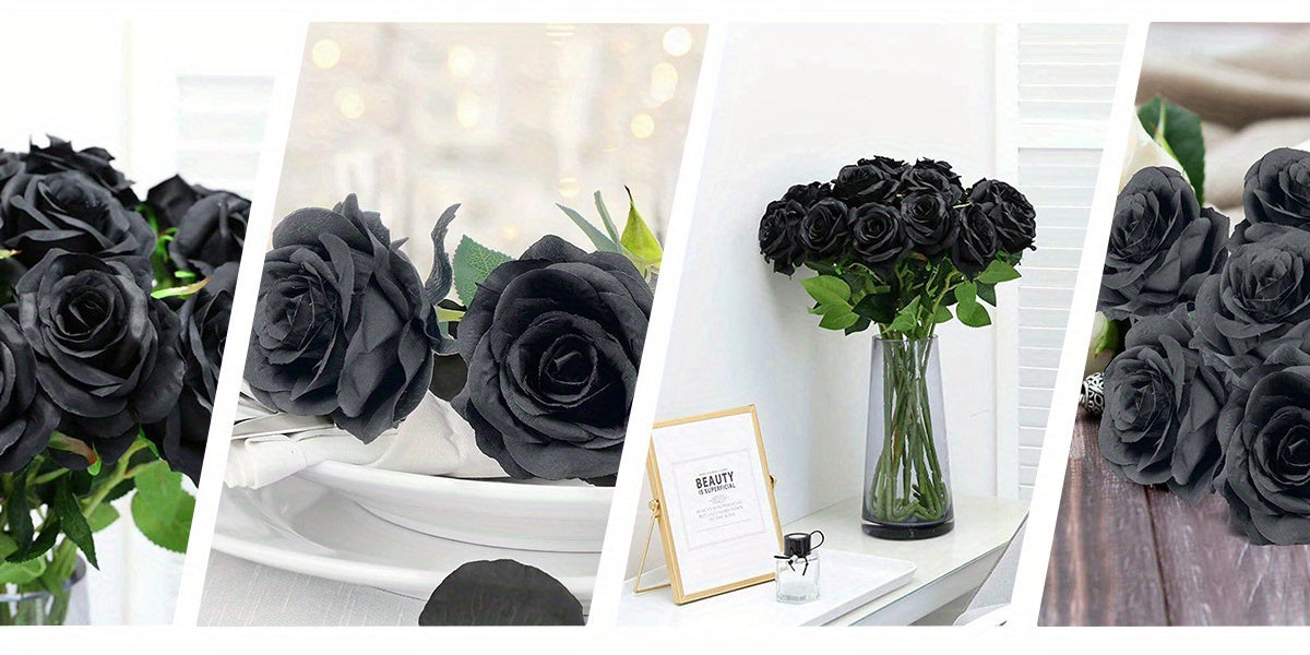 Artificial Roses Bulk with Long Stems Real Touch Velvet Fake Rose Flowers for Wedding Centerpieces, Bridal Bouquet, Valentine's Day, Mother's Day & Home Decor – 50 or 100 Pcs (Red, White, Pink, Black, Blue)