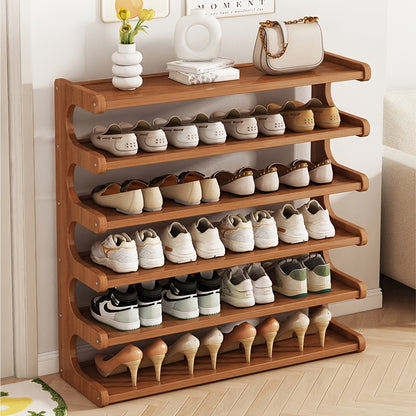 Widened Reinforced Bamboo Shoe Rack 3/5/6 Tier – Multi-Layer Shoe Organizer with Independent Sorting, Space-Saving Design for Entryway, Living Room, Bedroom & Garage