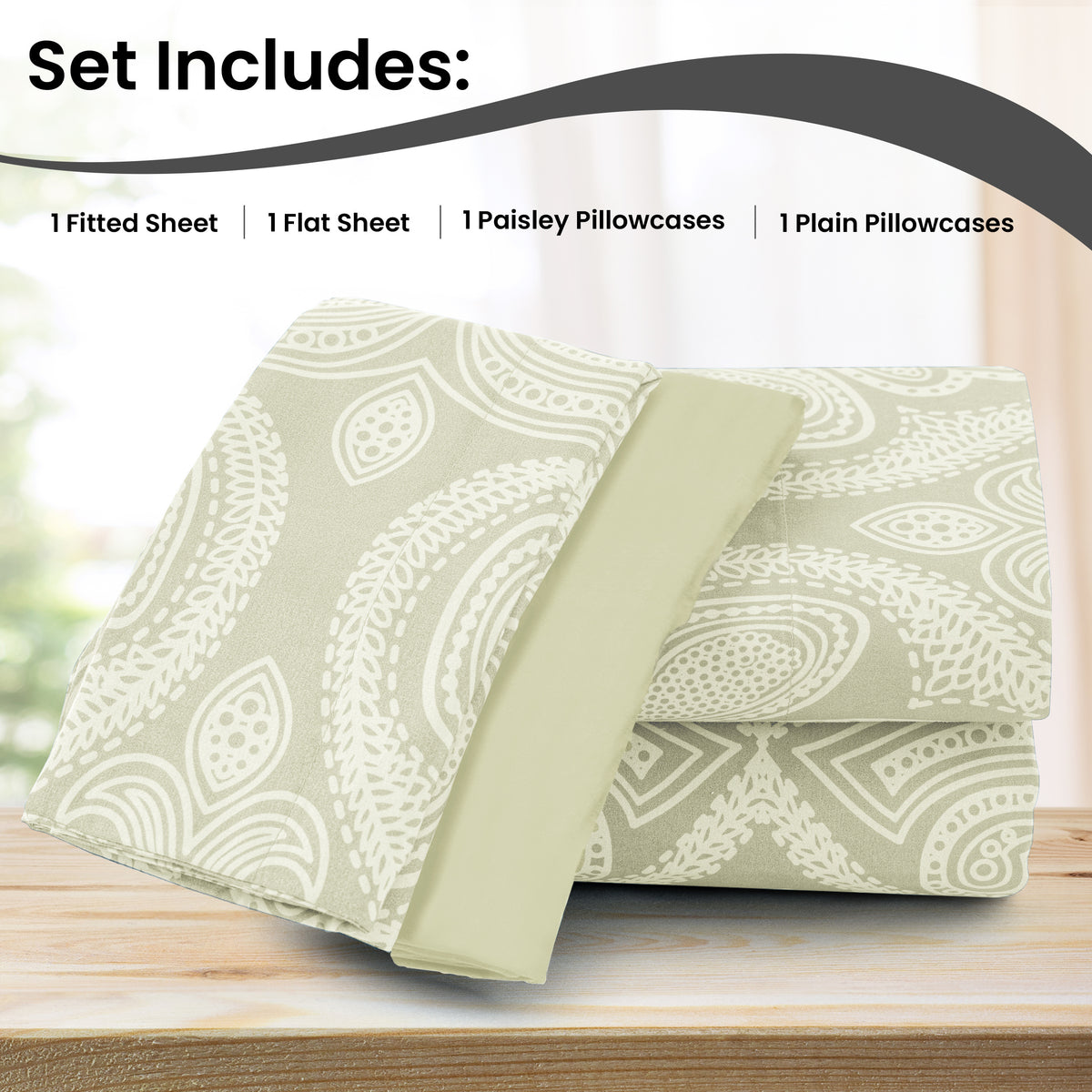 Deep Pocket Fitted Sheet Set 4-Piece Microfiber Soft Brushed Polyester Wrinkle Free Bed Sheets 10 Colors Twin Full Queen King California King