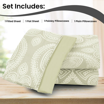 Deep Pocket Fitted Sheet Set 4-Piece Microfiber Soft Brushed Polyester Wrinkle Free Bed Sheets 10 Colors Twin Full Queen King California King