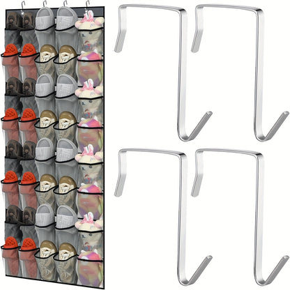 Over the Door Shoe Organizer Large Mesh Pocket Hanging Shoe Rack – 28/40 Slot Behind Door Storage for Closet Dorm Bathroom Bedroom, Nonslip Hook